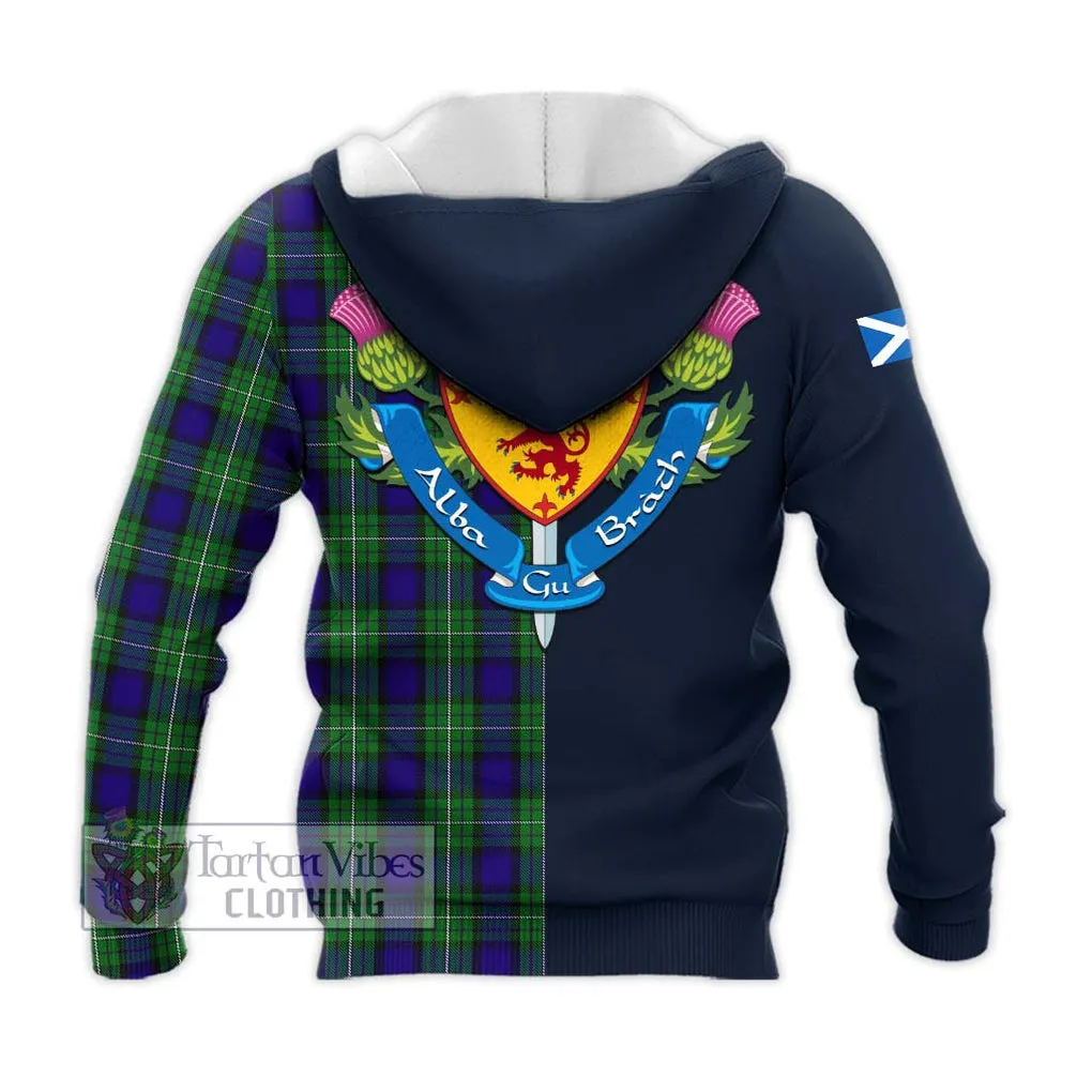 Alexander Tartan Knitted Hoodie Alba with Scottish Lion Royal Arm Half Style