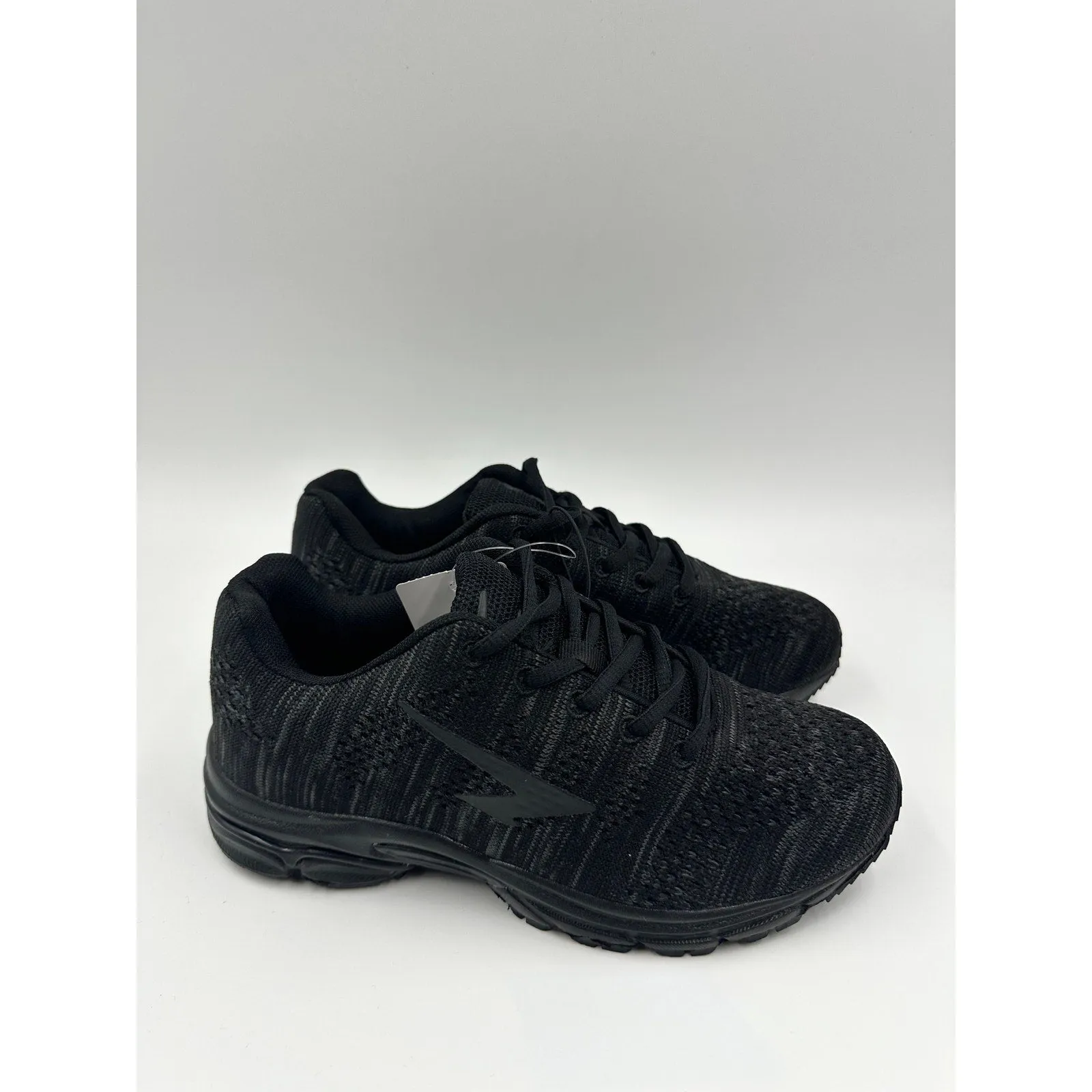 Big Kids/Youth Size 4, Black Low Top Sneaker with Laces and Gray Accents