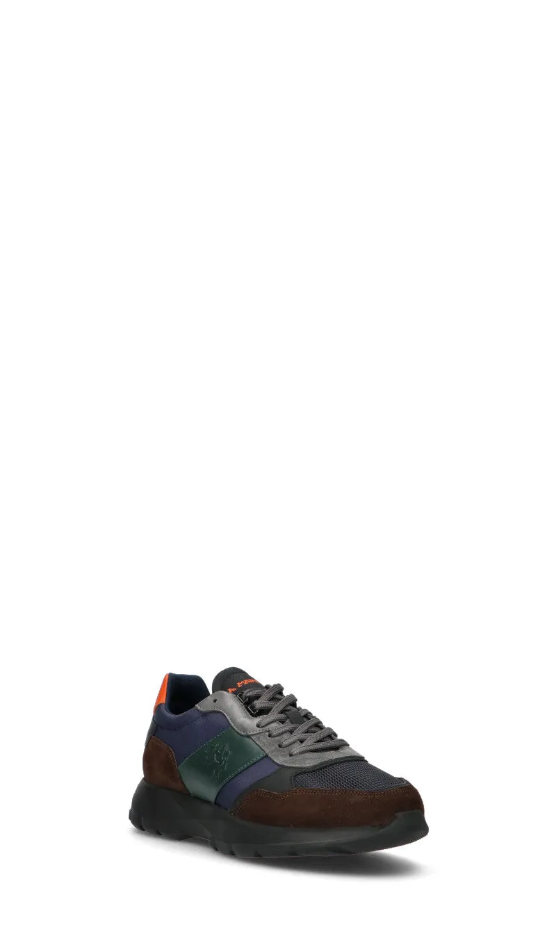 LA MARTINA Sneaker uomo blu/verde/marrone in pelle