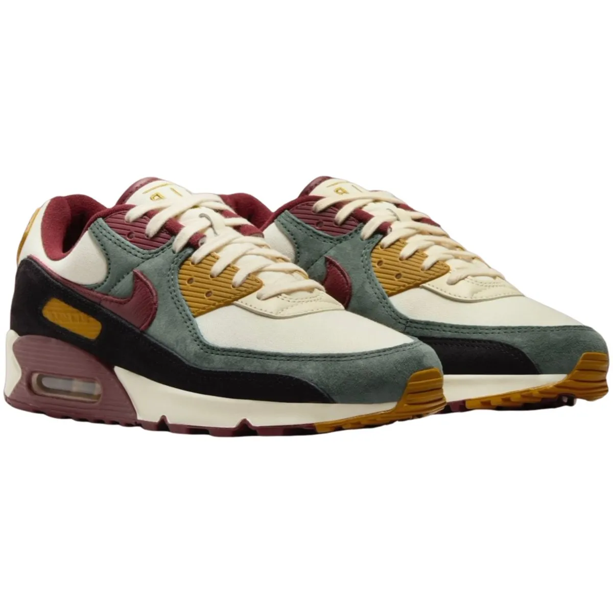 Nike Men's Air Max 90 Prm Coconut Milk/Vintage Green/Black/Dark Team Red/Bronzine