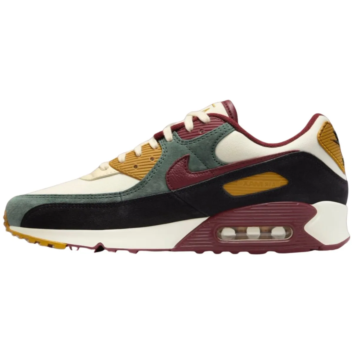 Nike Men's Air Max 90 Prm Coconut Milk/Vintage Green/Black/Dark Team Red/Bronzine