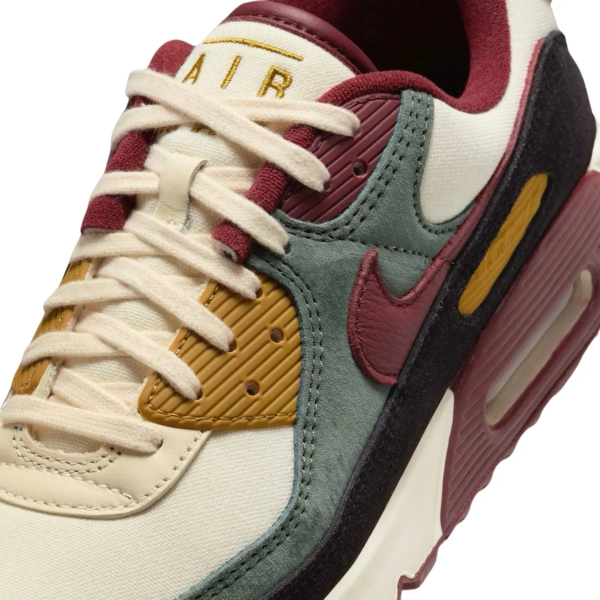 Nike Men's Air Max 90 Prm Coconut Milk/Vintage Green/Black/Dark Team Red/Bronzine