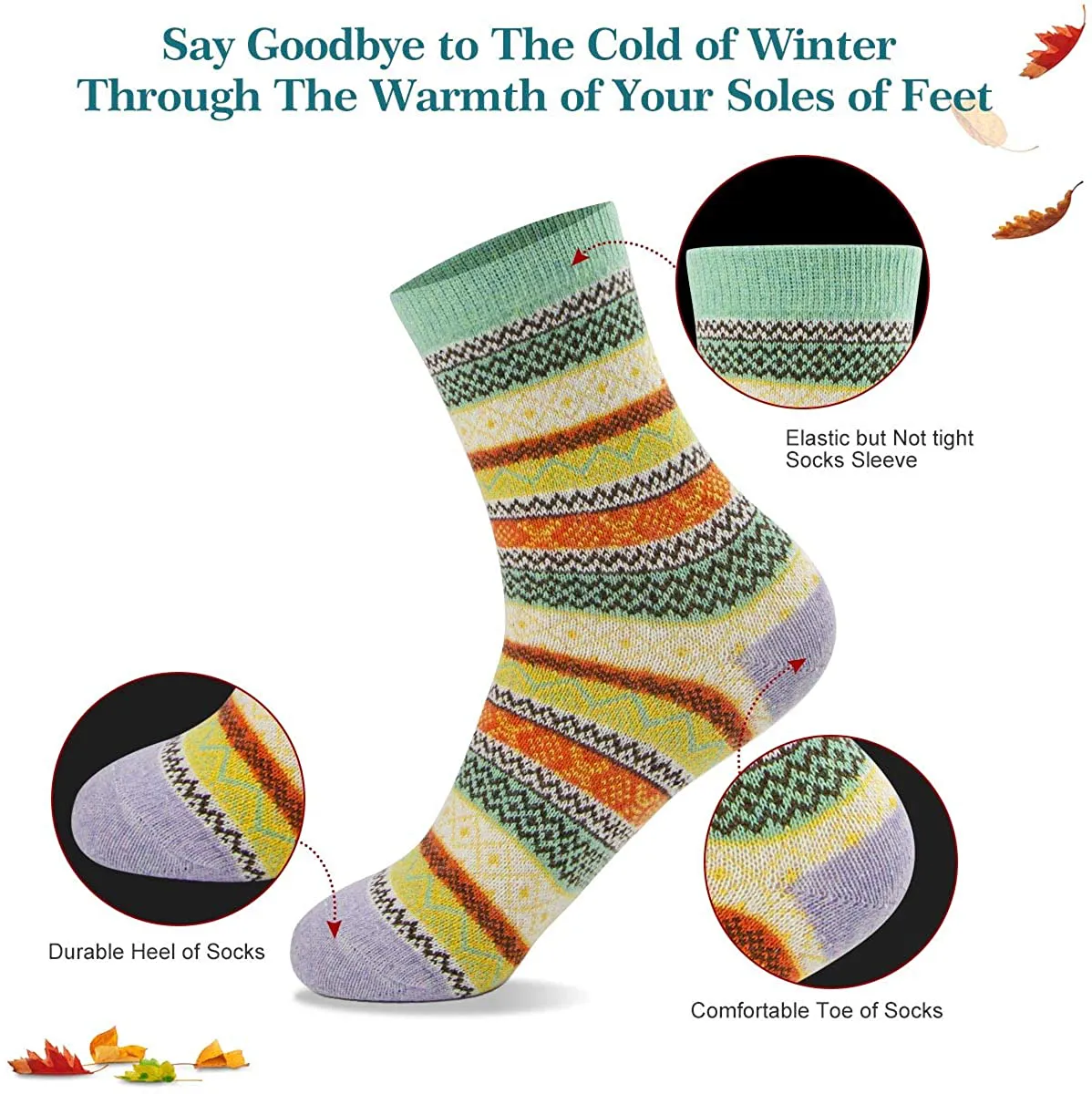 Women'S Winter Socks Gift Box Free Size Thick Wool Soft Warm Casual Socks for Women Socks