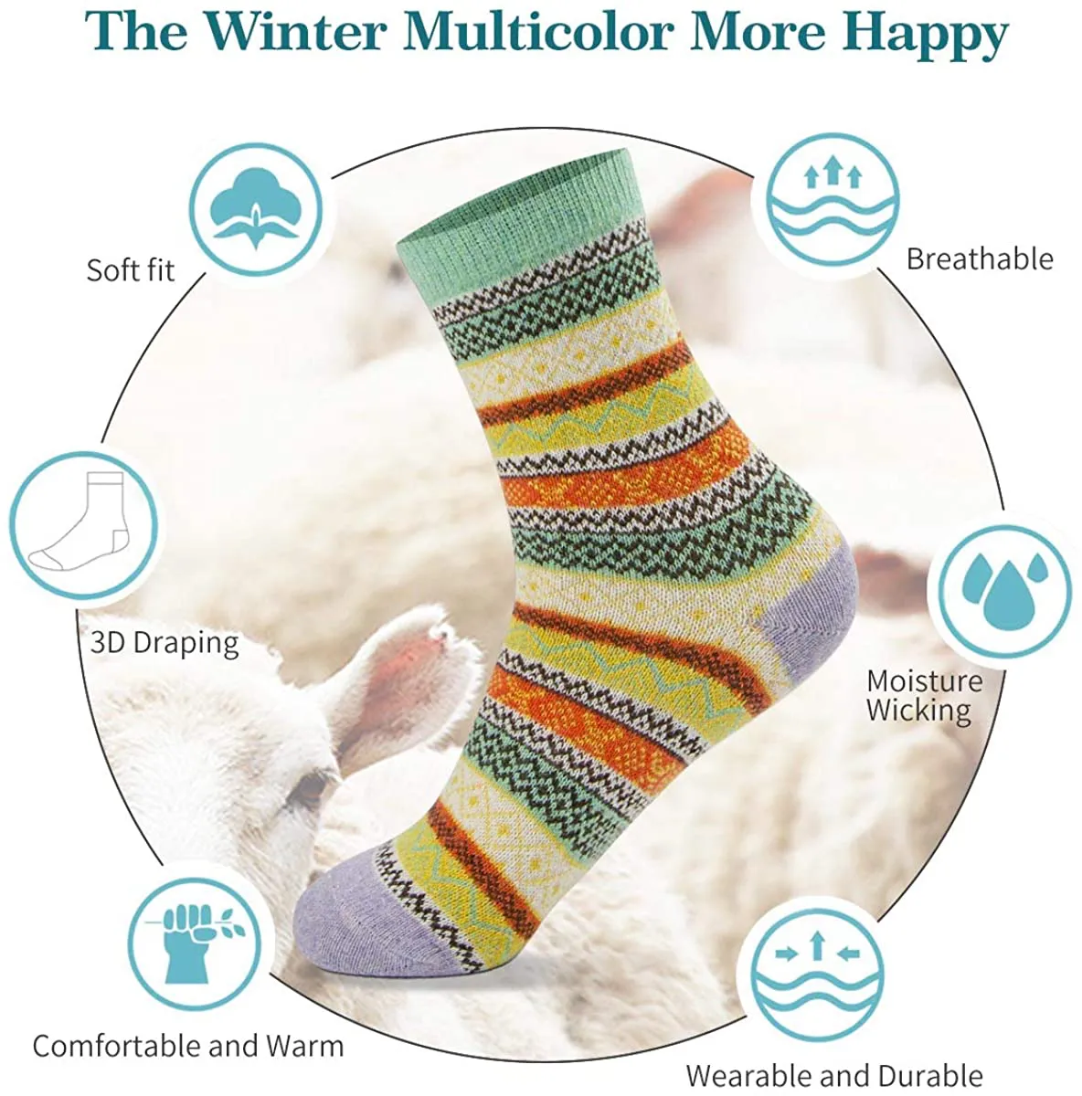 Women'S Winter Socks Gift Box Free Size Thick Wool Soft Warm Casual Socks for Women Socks