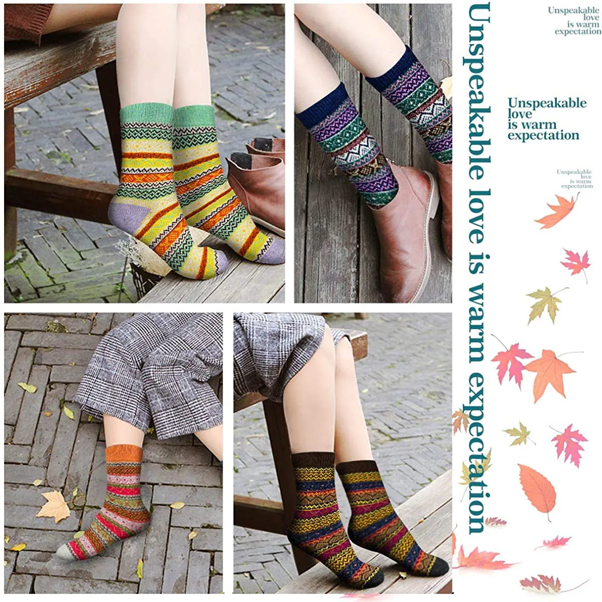 Women'S Winter Socks Gift Box Free Size Thick Wool Soft Warm Casual Socks for Women Socks